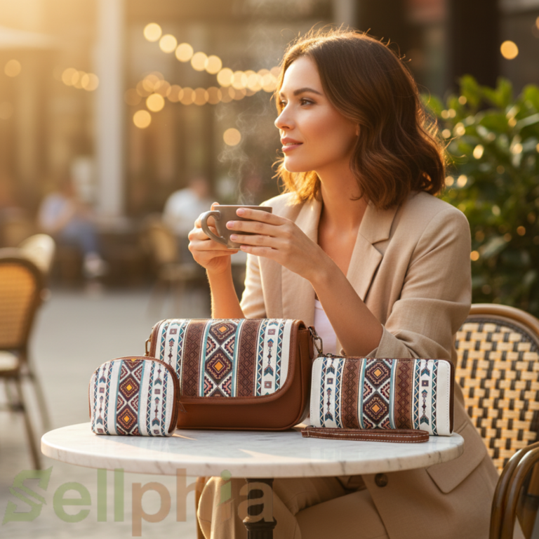 Pack 3 en 1 Bolsos Boho Mujer – Bandolera, Cartera y Monedero | Piel Vegana PU, Diseño Étnico, Alta Calidad